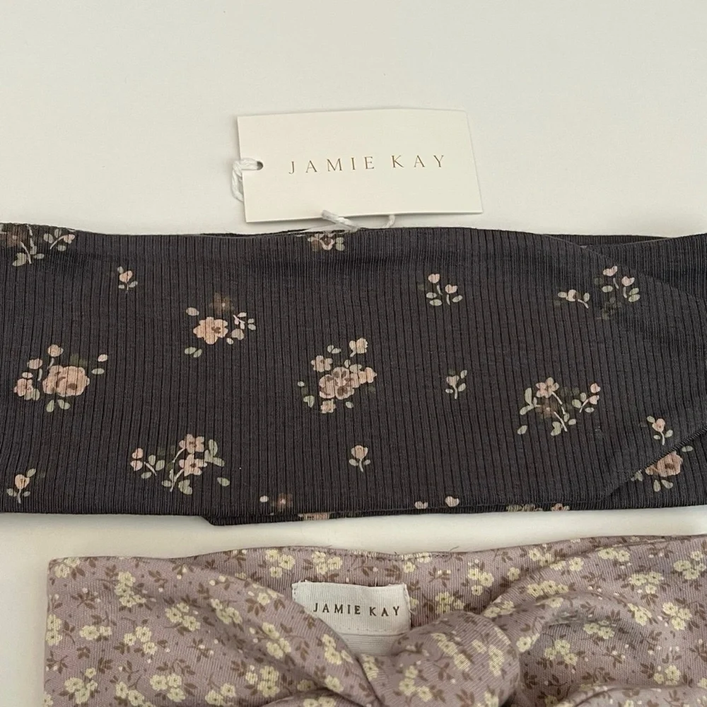 Jamie Kay Floral Headband Trio in Black, Purple, and Brown